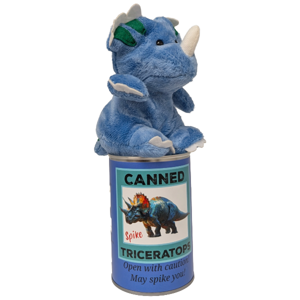 Spike the Canned Triceratops Dinosaur Plush w/Funny Jokes: Pop Top Lid