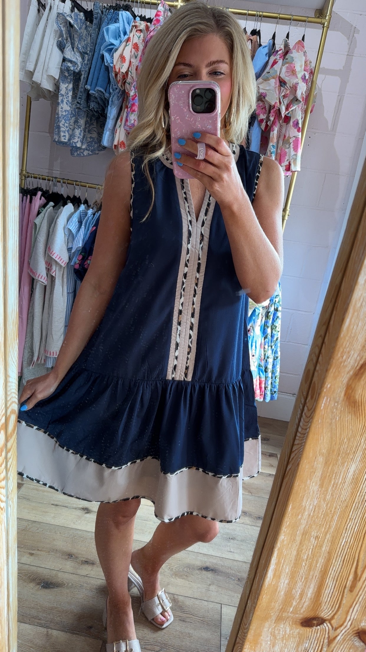Power Blue Or Navy Leopard Dress