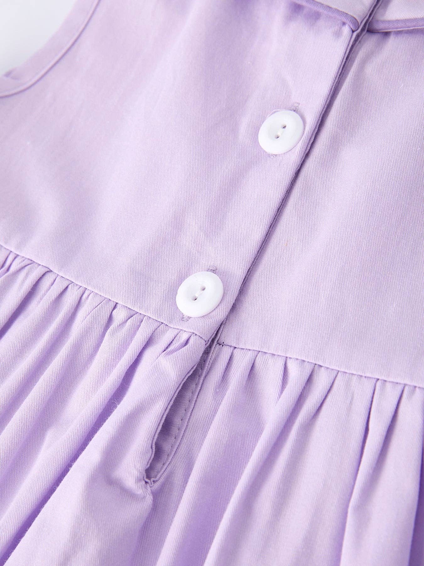 Floral Embroidered Girl Dress with Lavender Peter Pan Collar: 6