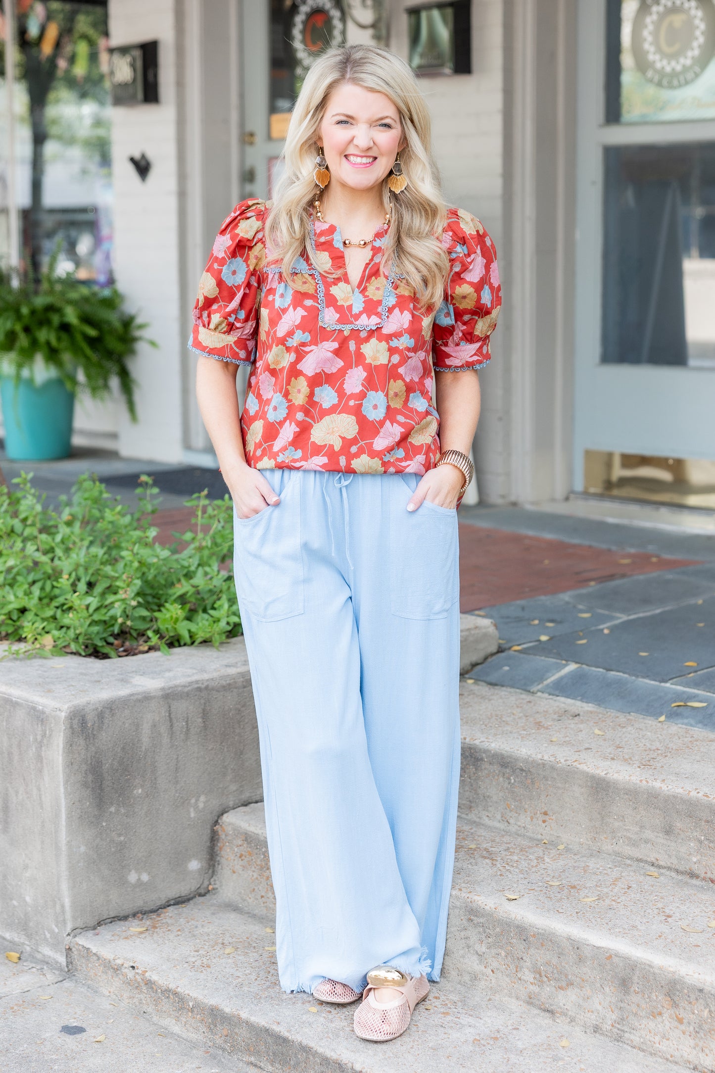 Brick and Floral Top