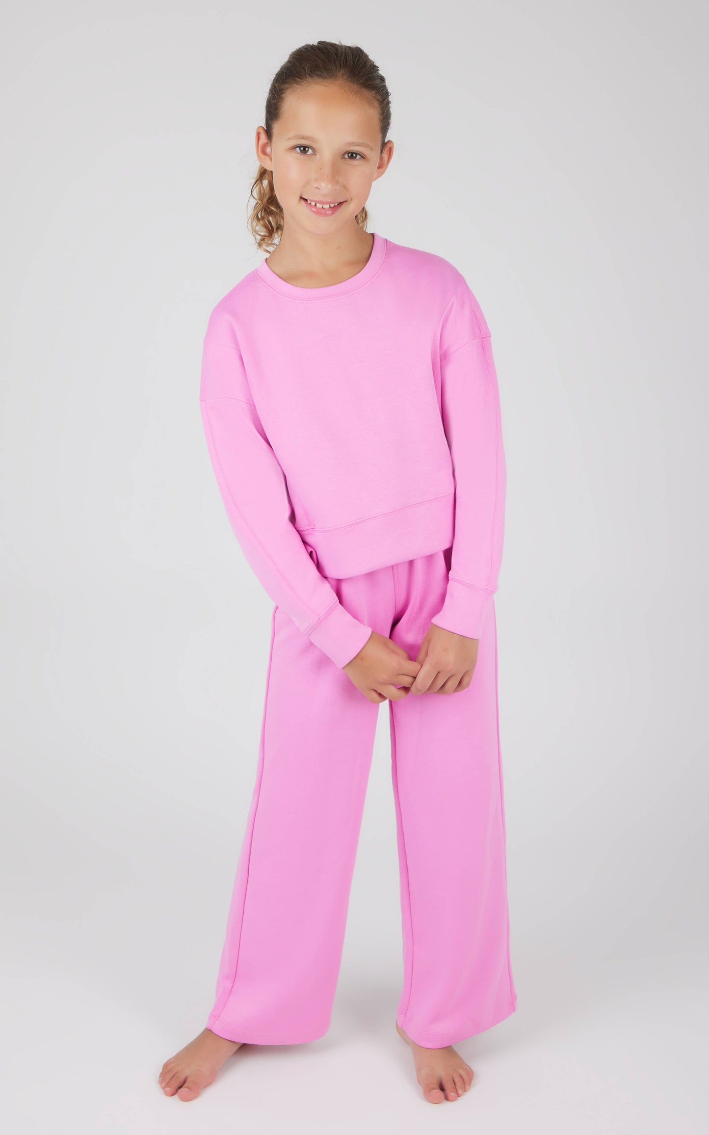 Girls Everyday Scuba Side Slit Pullover and Pant - Set: HTR.NACREOUS CLOUD