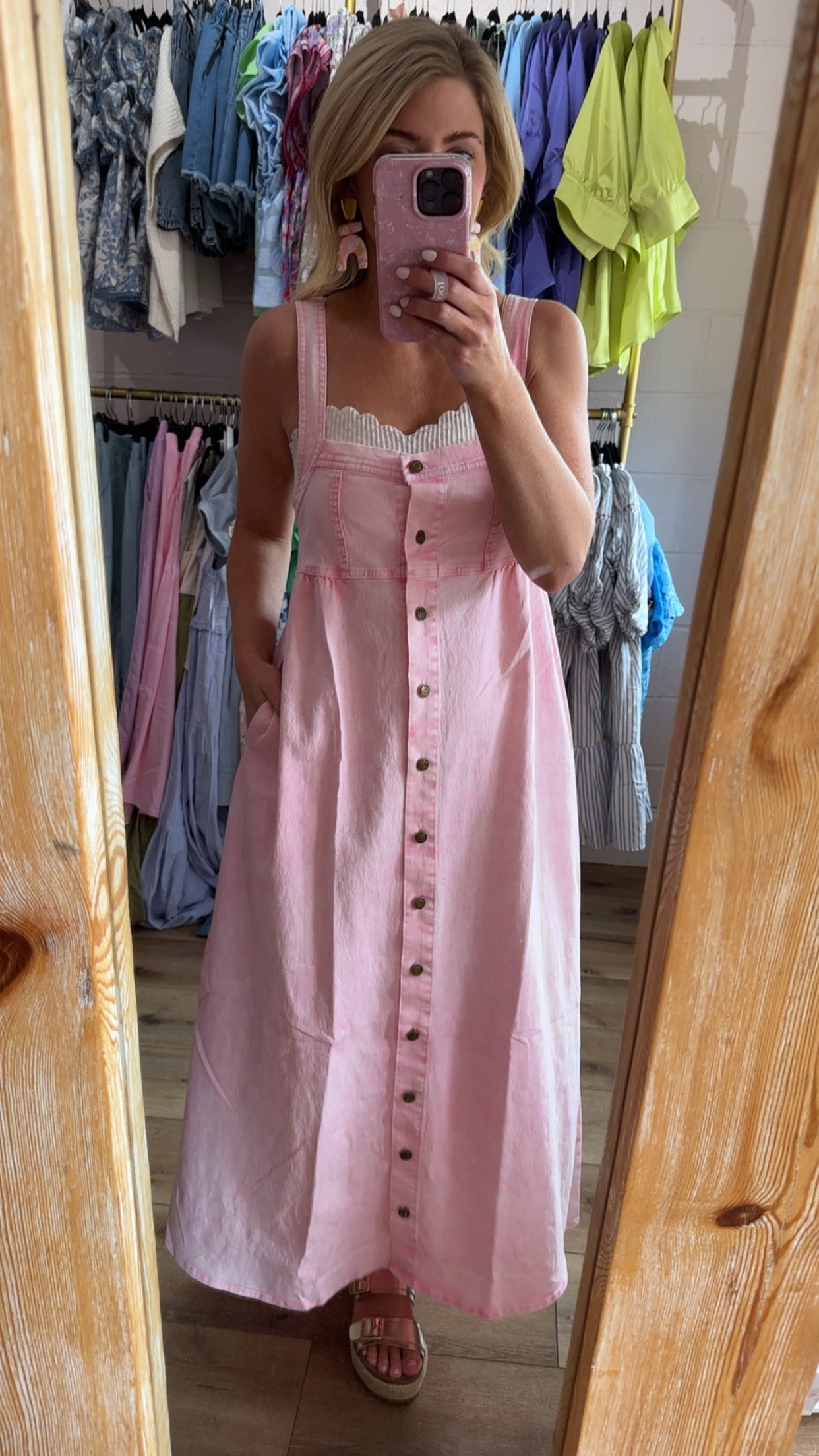Pink Denim Long Dress