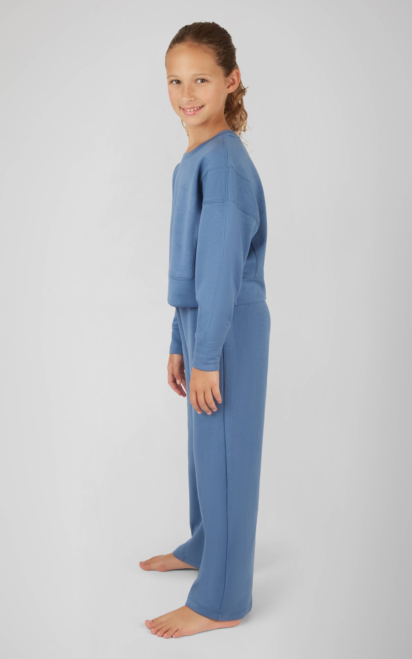 Girls Everyday Scuba Side Slit Pullover and Pant - Set: HTR.NACREOUS CLOUD