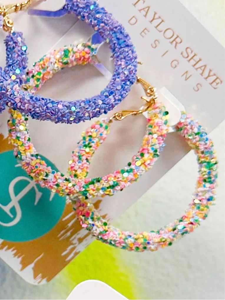 Glitter Hoops: Rainbow