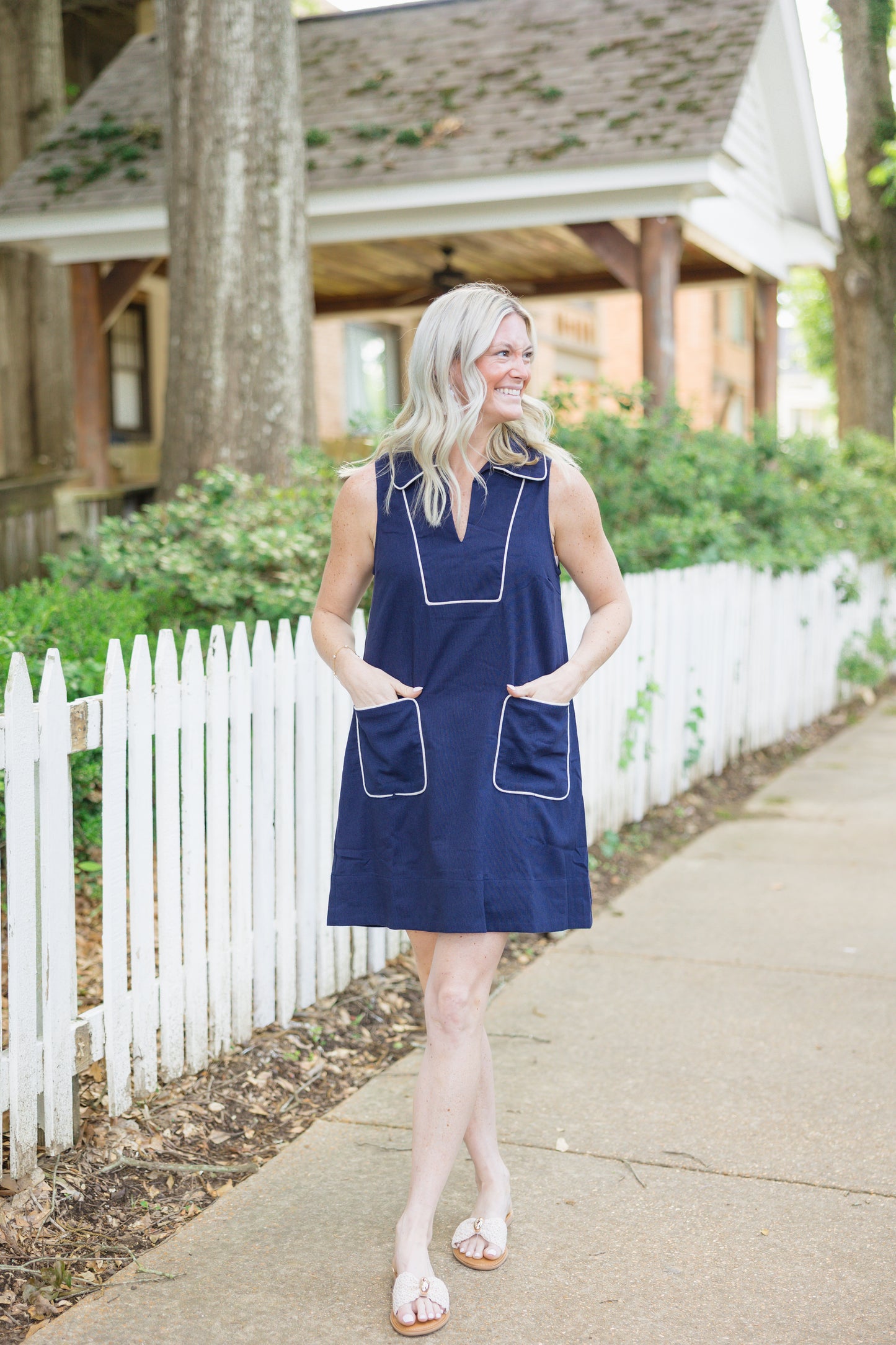 Navy Trimmed Dress