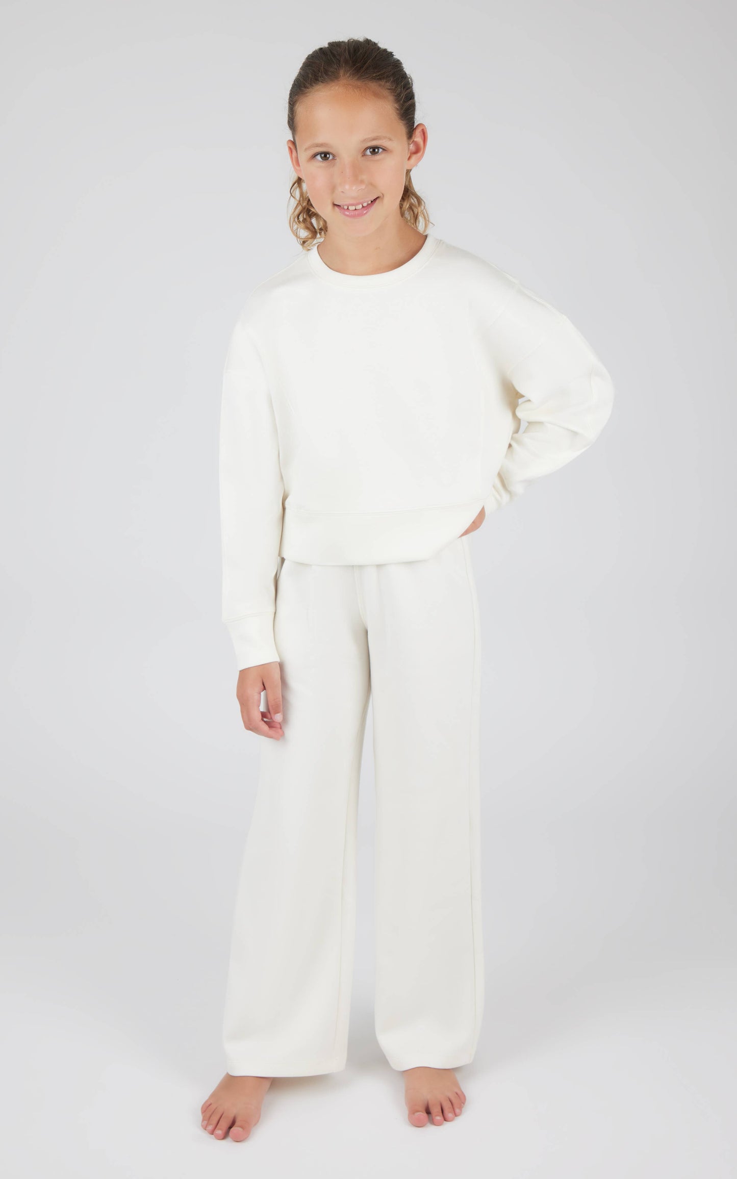 Girls Everyday Scuba Side Slit Pullover and Pant - Set: HTR.NACREOUS CLOUD