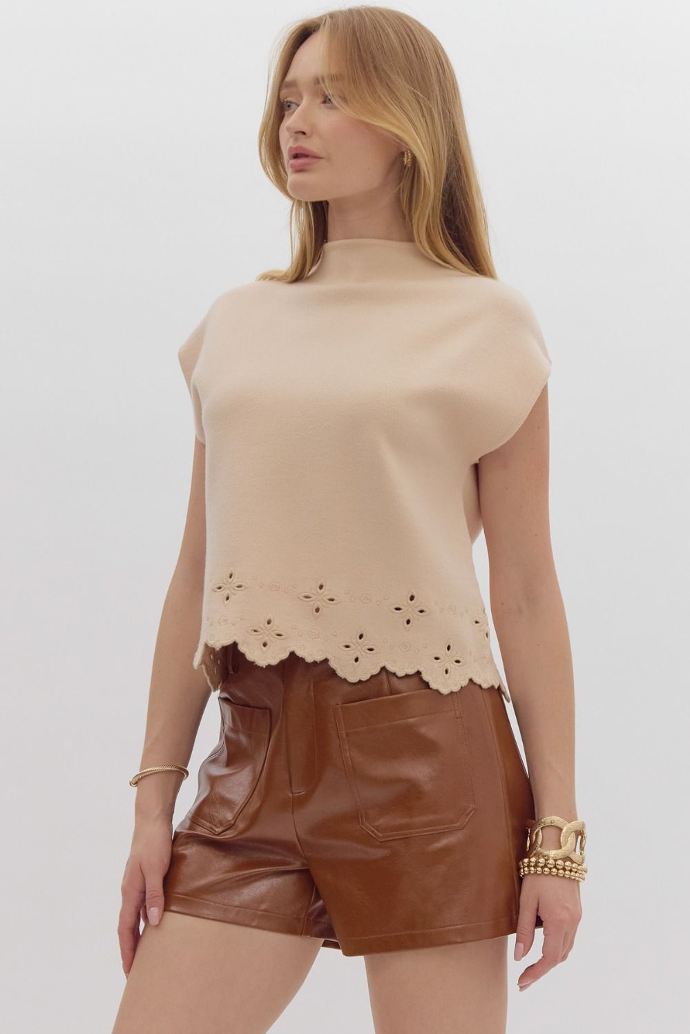 Entro Eyelet Sweater Cream