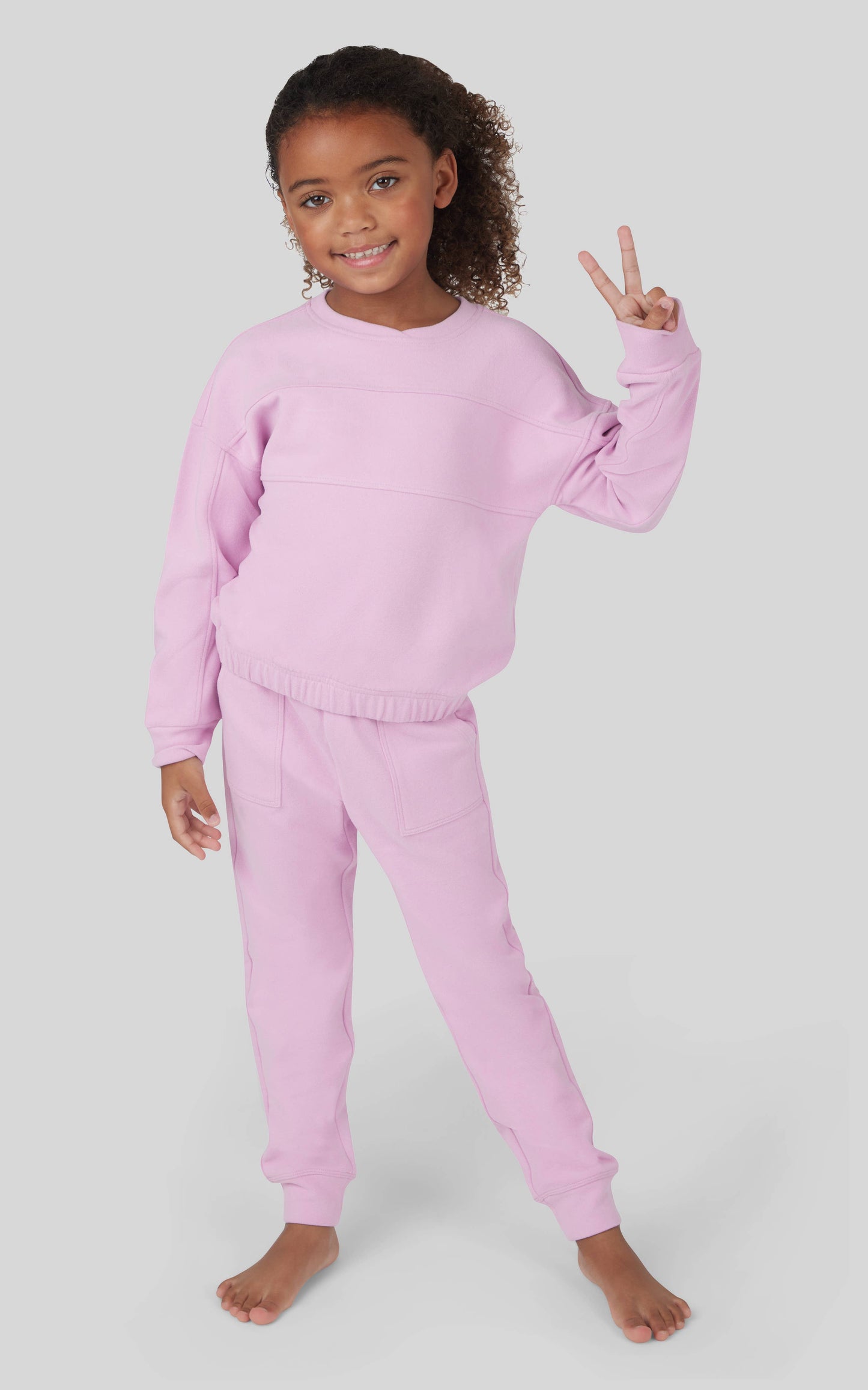 Little Girls Melange Long Sleeve and Jogger - Set: FOREVER BLUE
