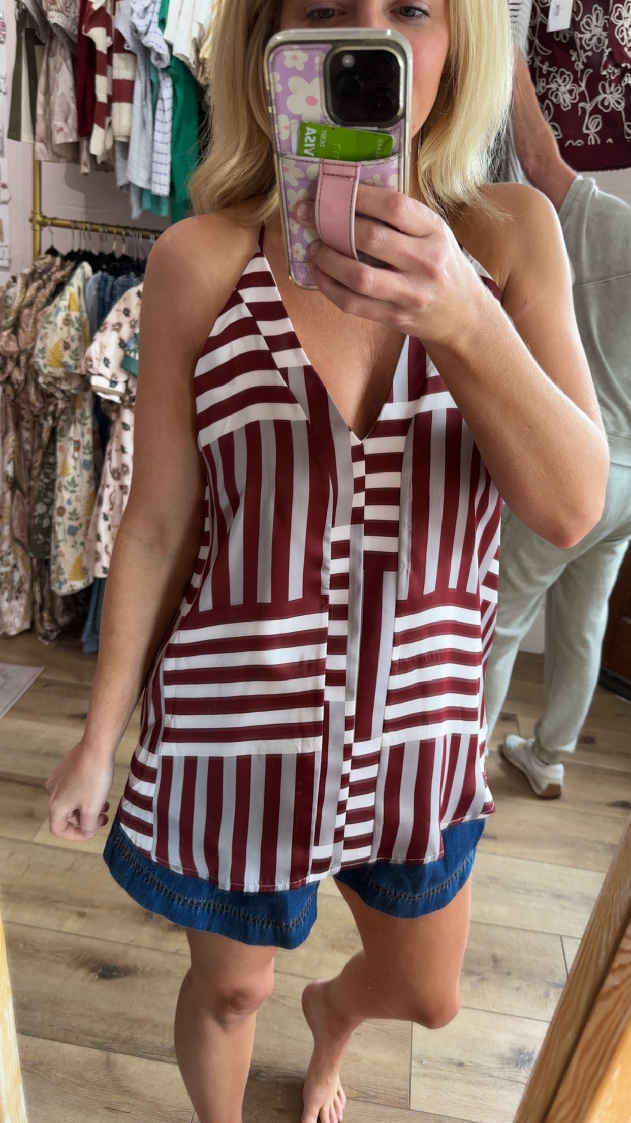 Maroon and White Tank