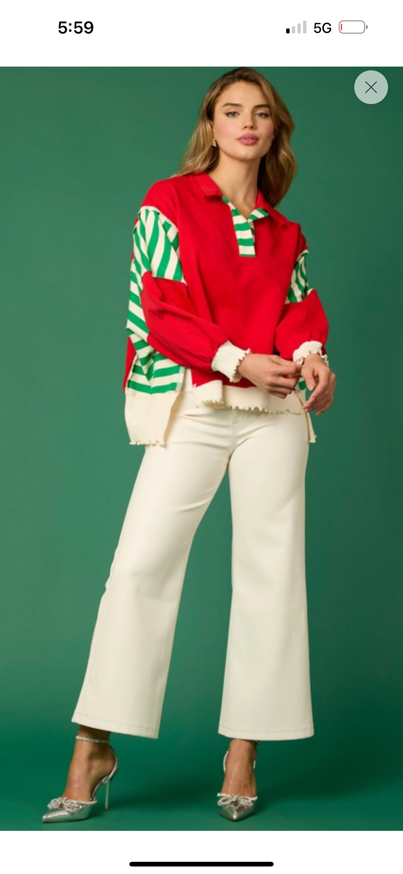 Red and Green Oversized Top
