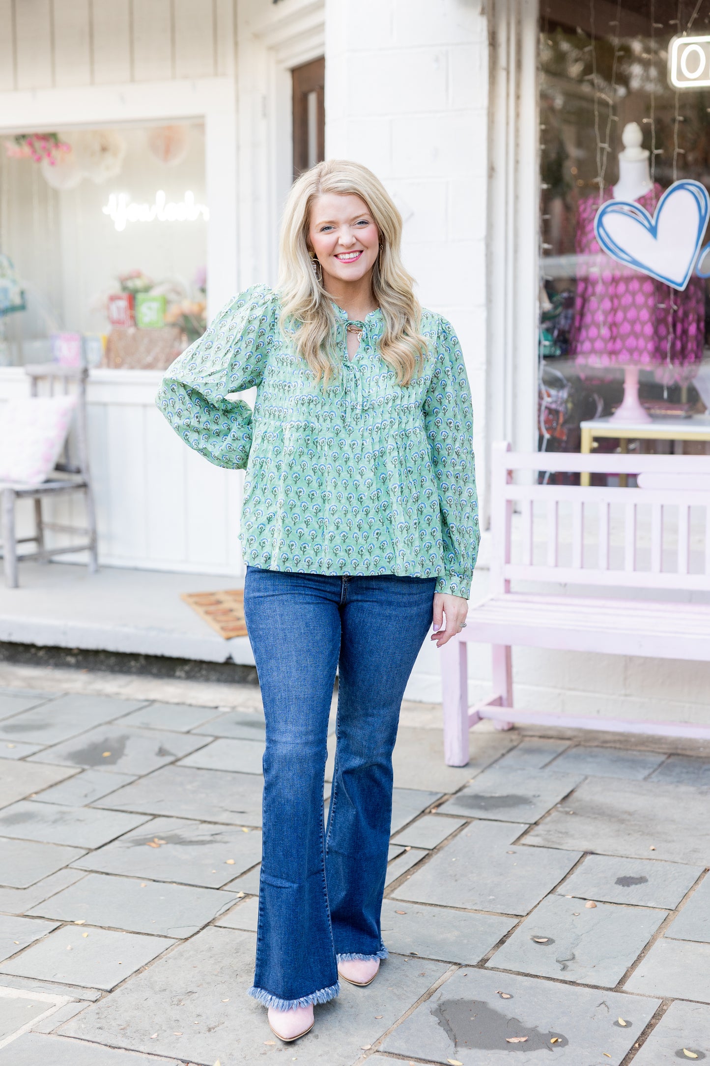 Green Printed Top