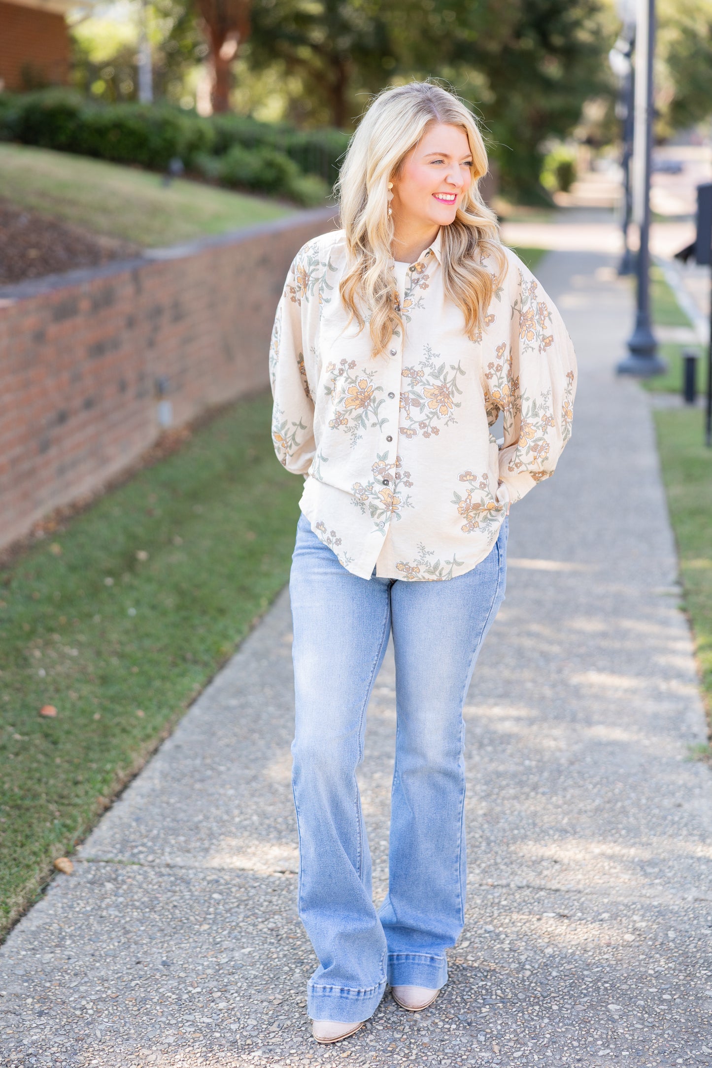 Taupe Floral Blouse