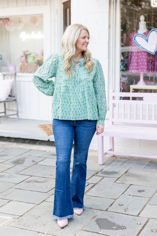 Green Printed Top