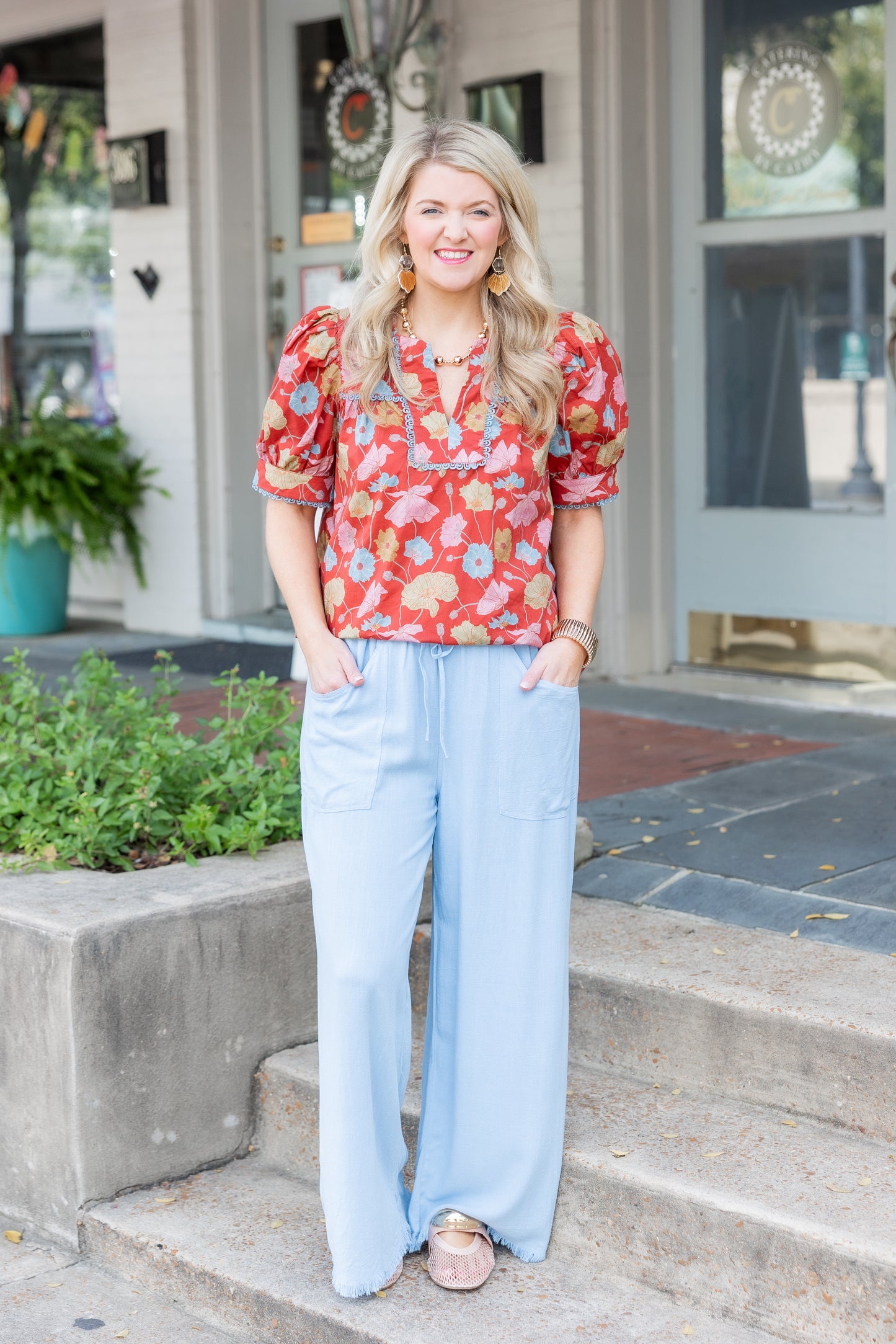 Brick and Floral Top
