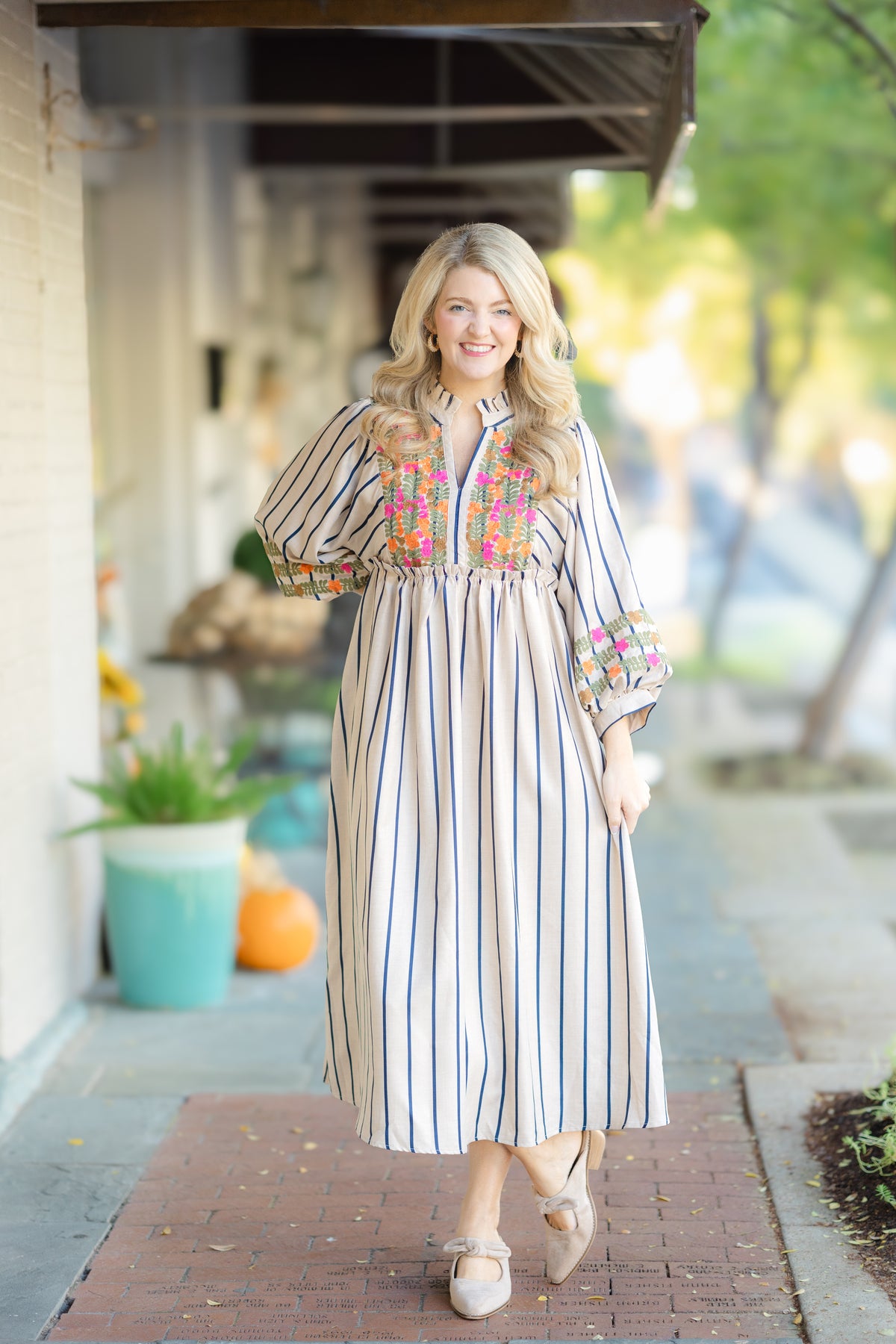 Oatmeal Floral Embroidered Maxi