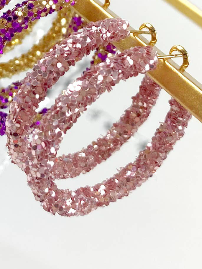 Glitter Hoops: Rose Gold
