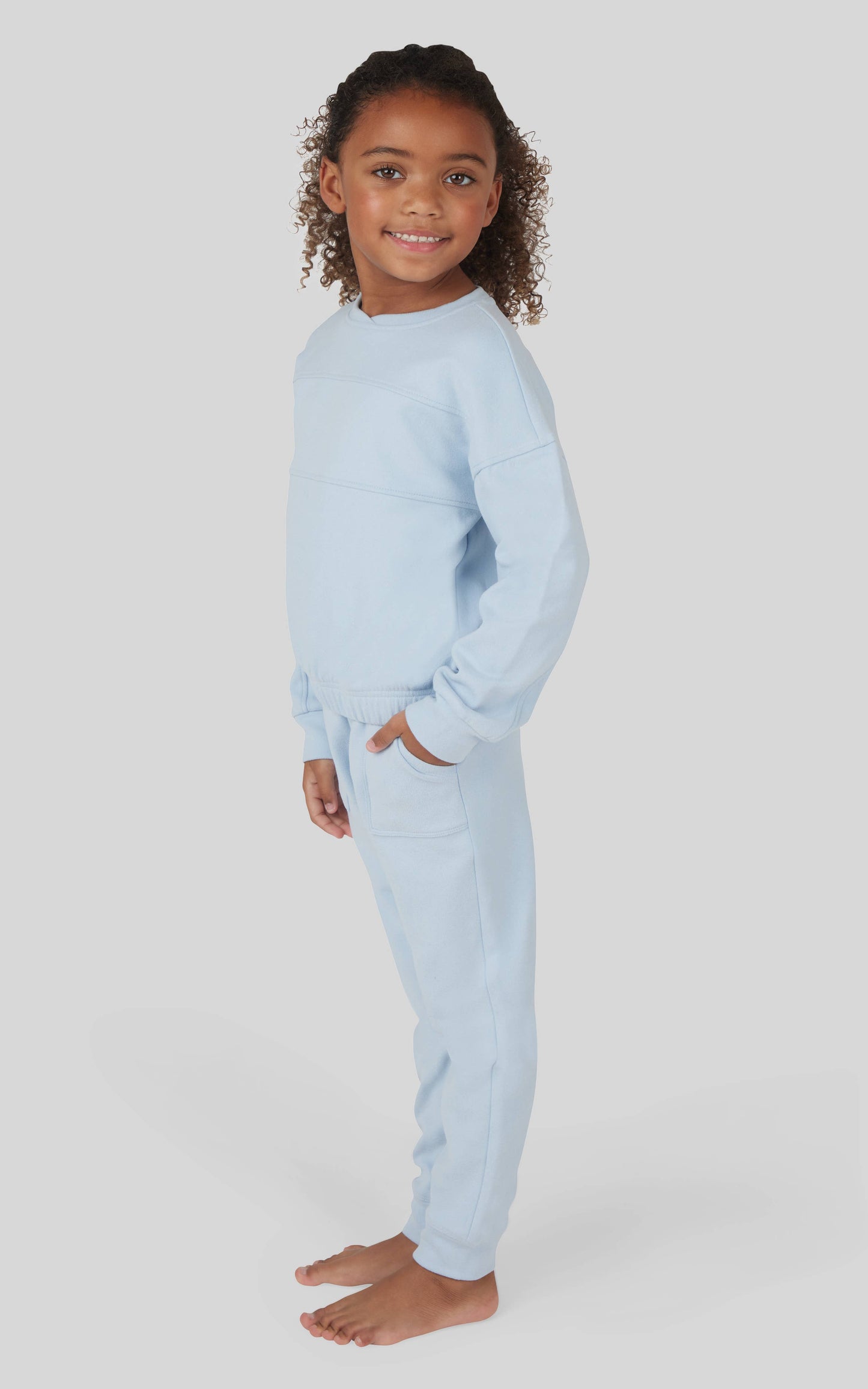 Little Girls Melange Long Sleeve and Jogger - Set: FOREVER BLUE