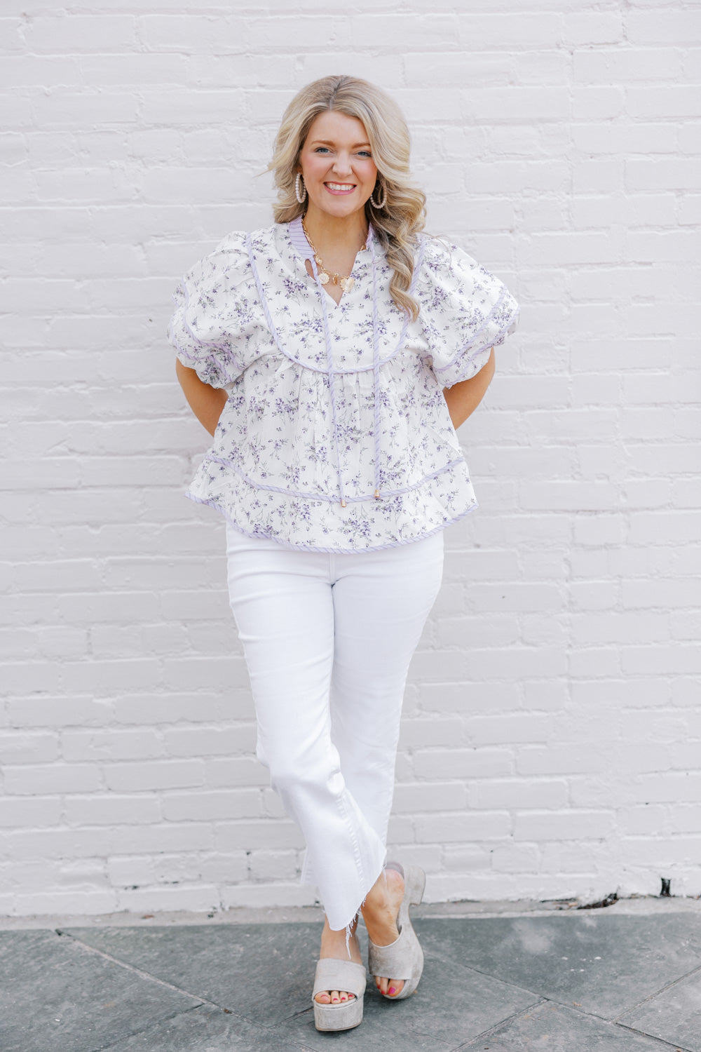 Entro Lavender Floral Top