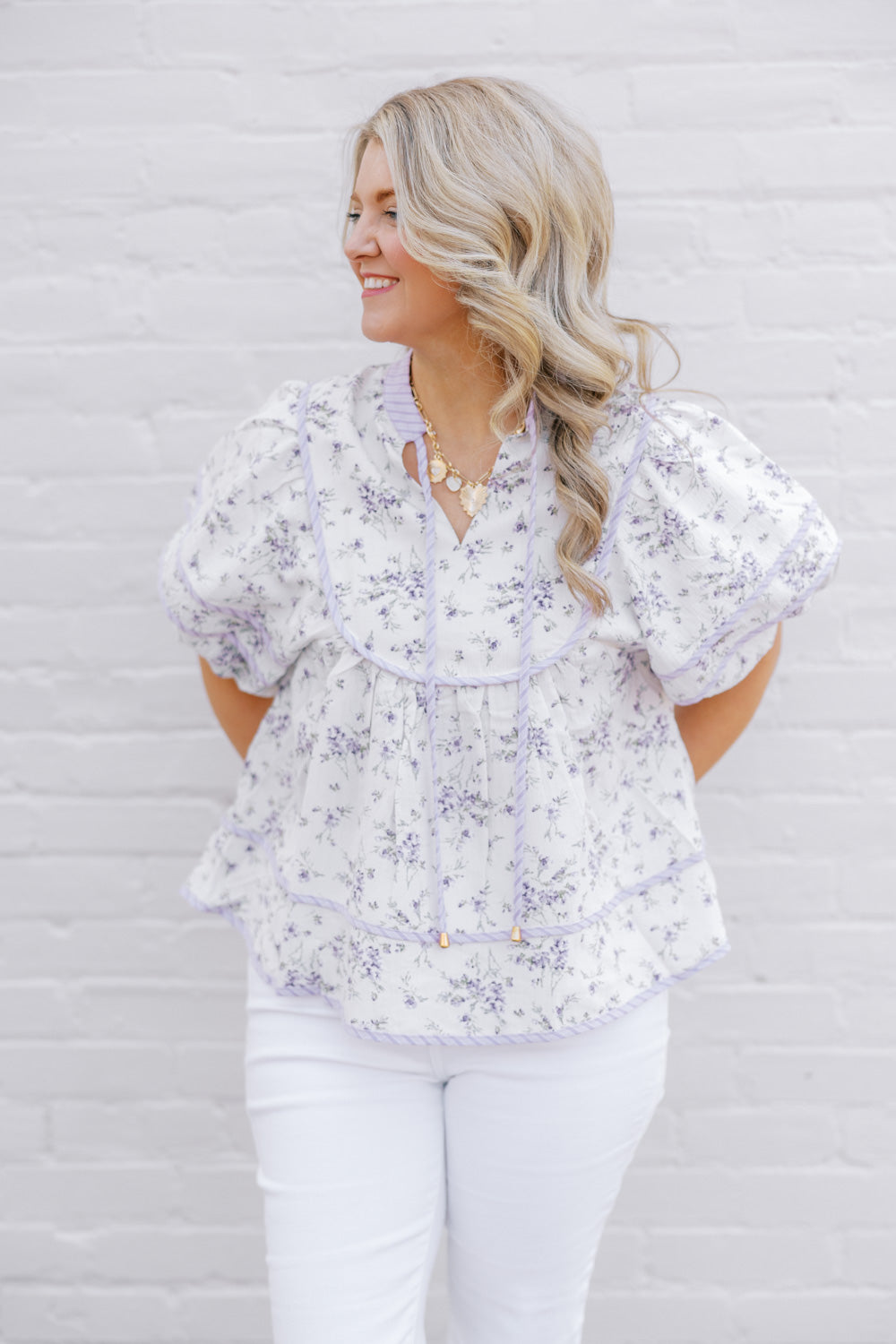 Entro Lavender Floral Top