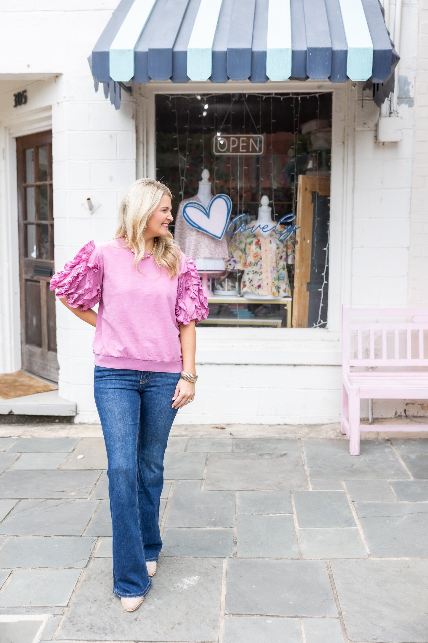 Ruffle Mineral Washed Knit Top
