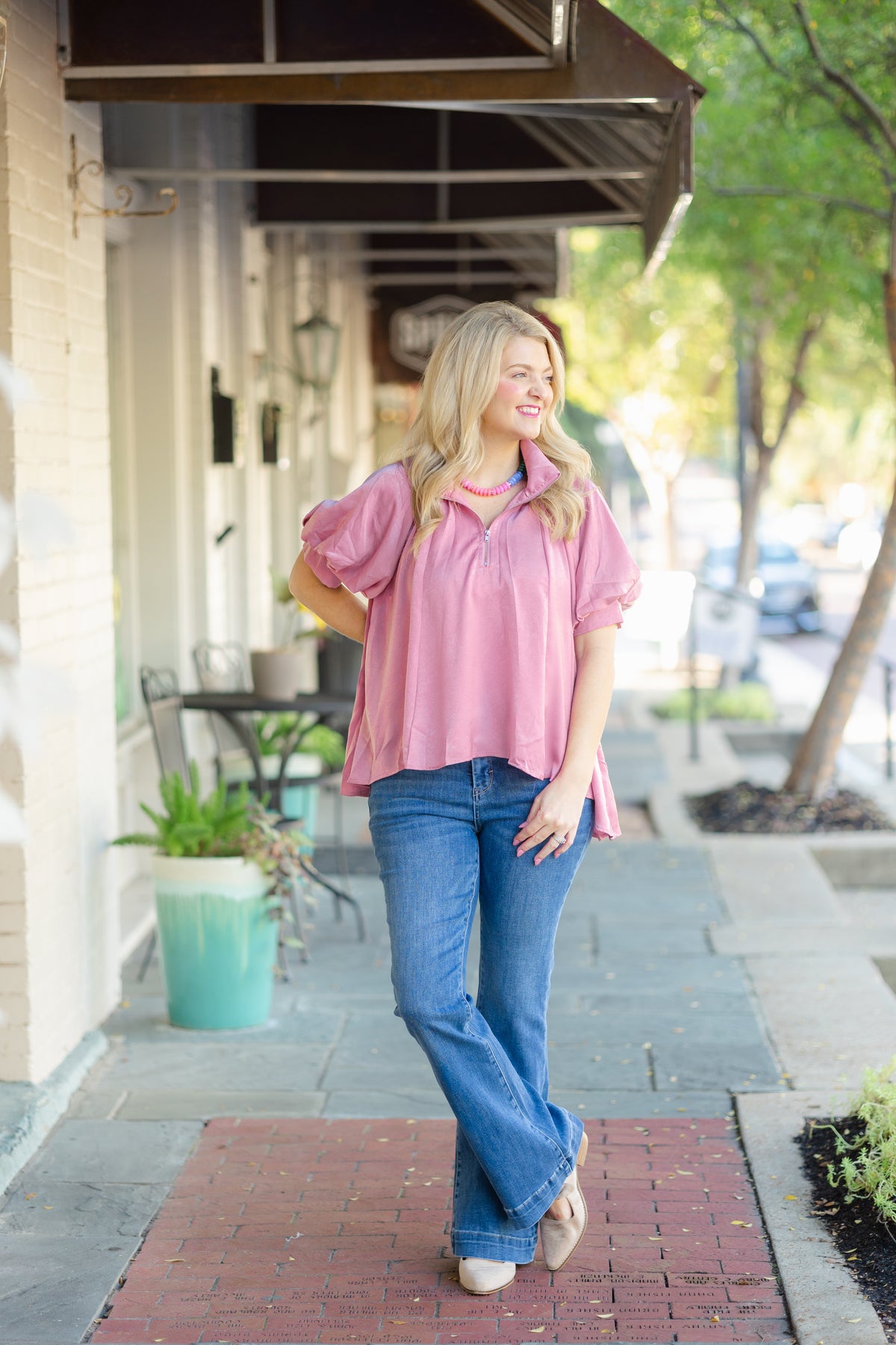 Mauve Silk Flowy Blouse