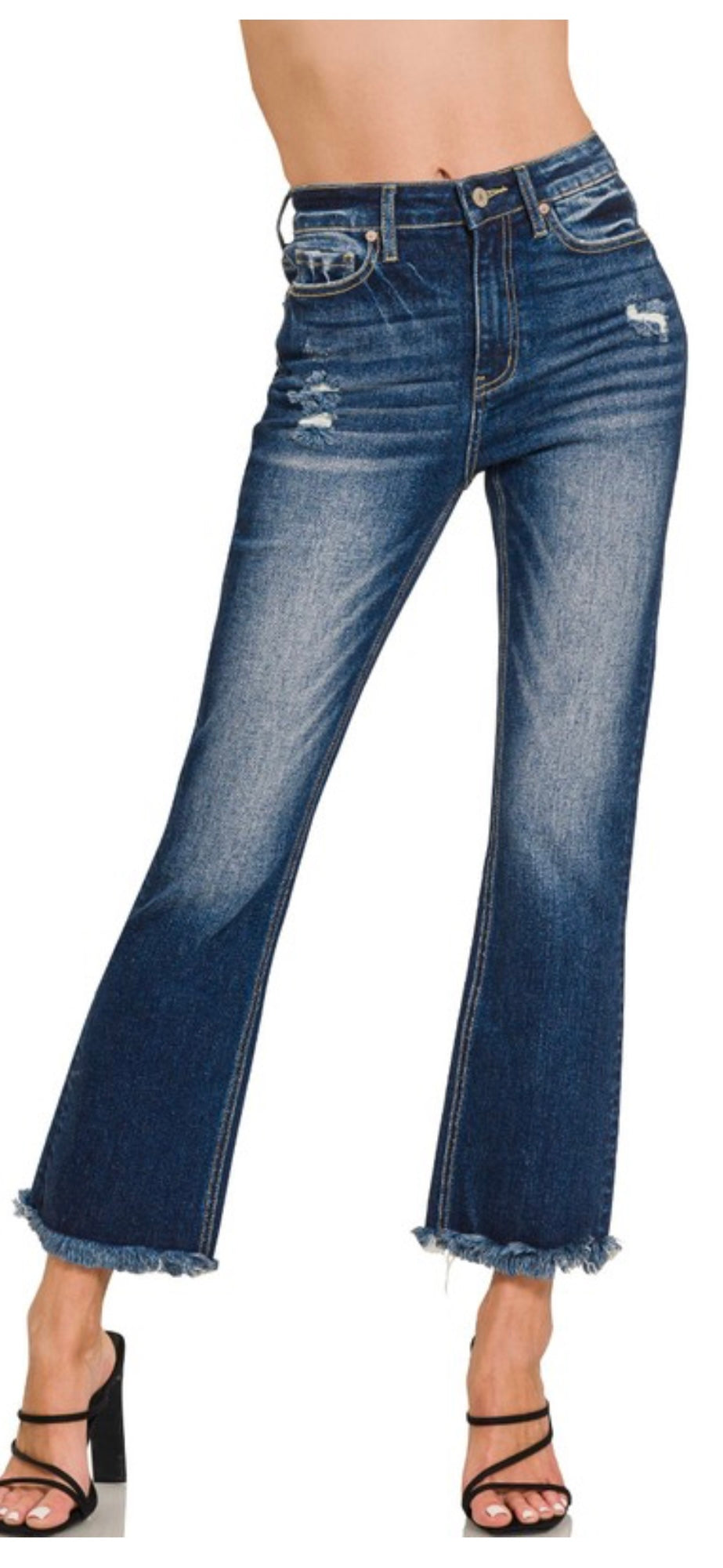 Crop Flare Jeans Dark