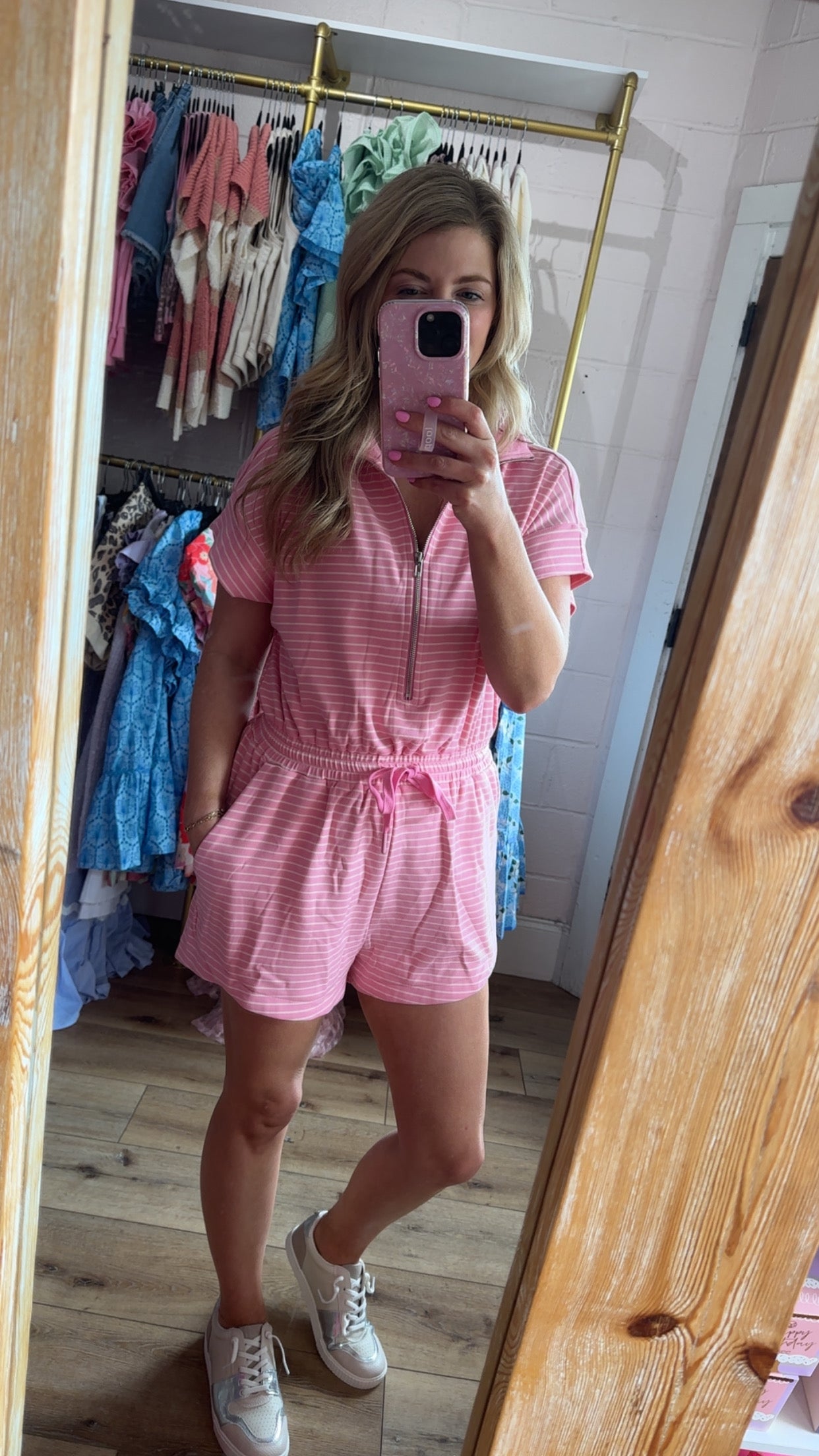 Pink Stripe Romper
