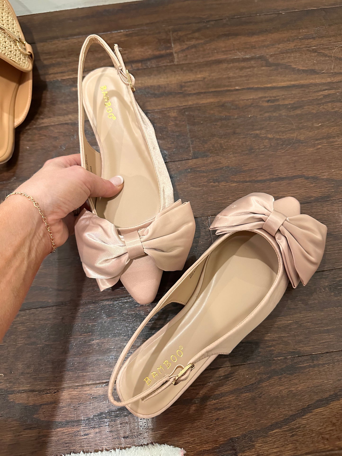 Taupe Bow Slides