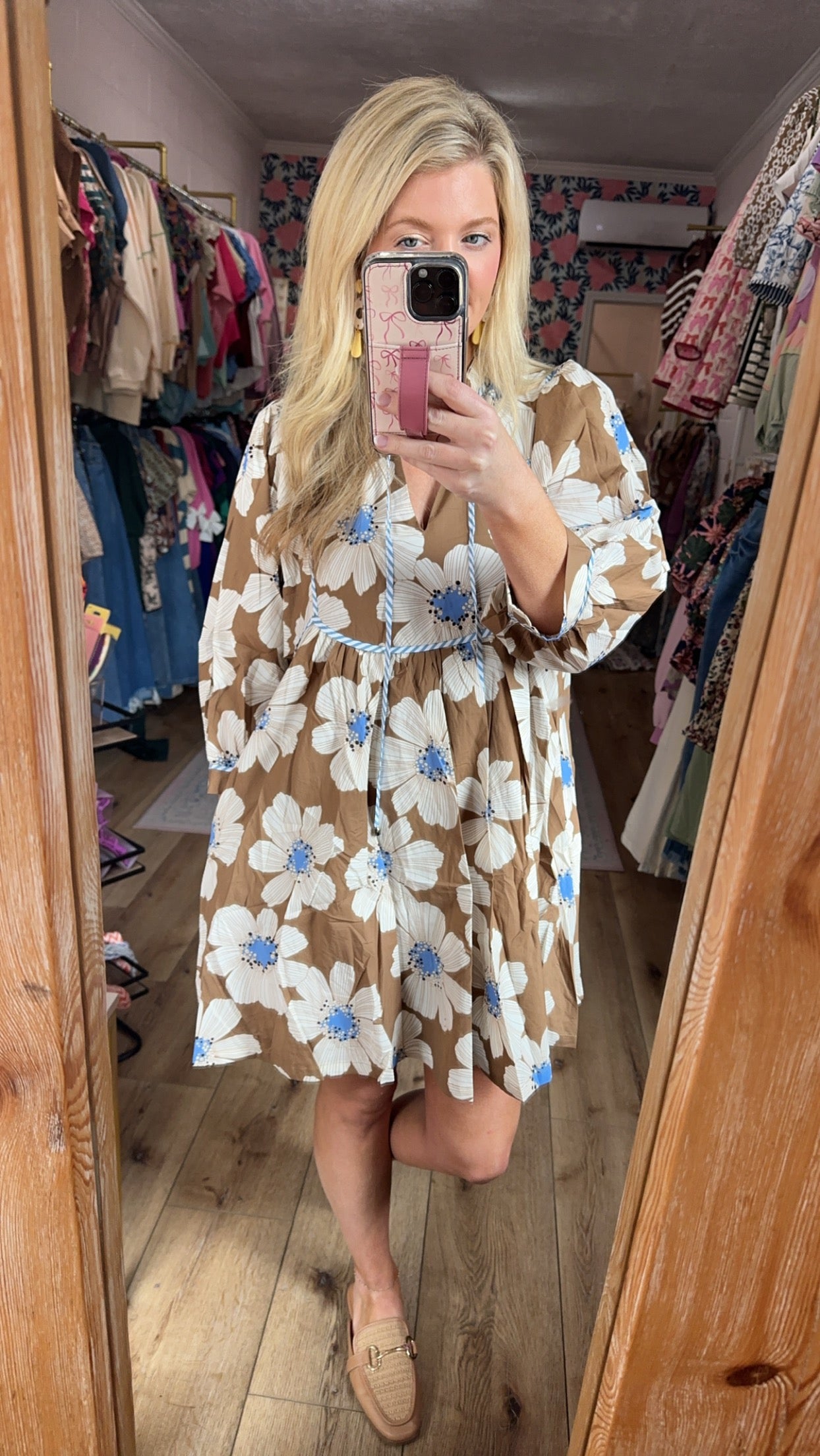 Entro Brown and Blue Floral Dress