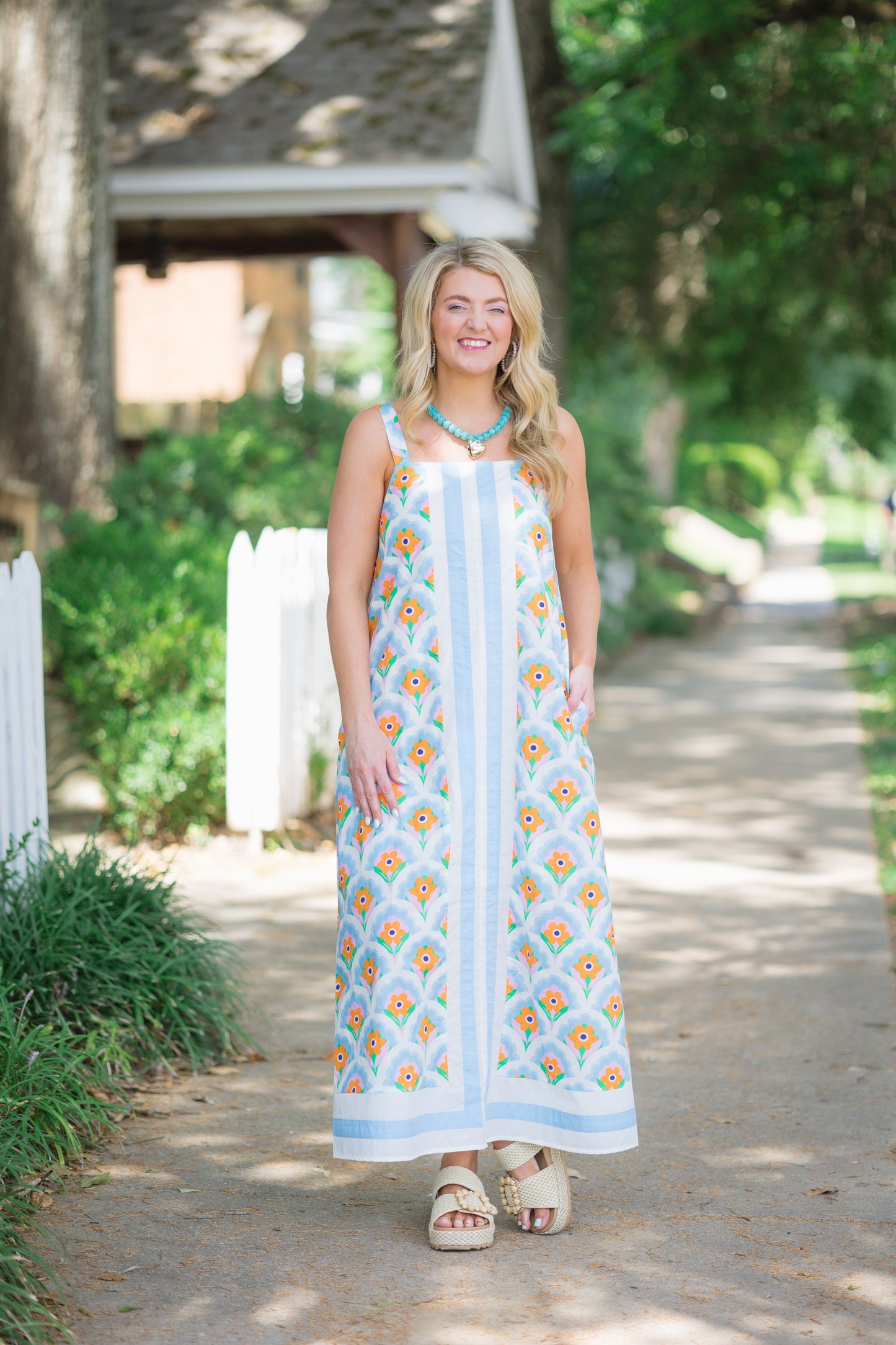 Entro Printed Maxi Dress Blue Print
