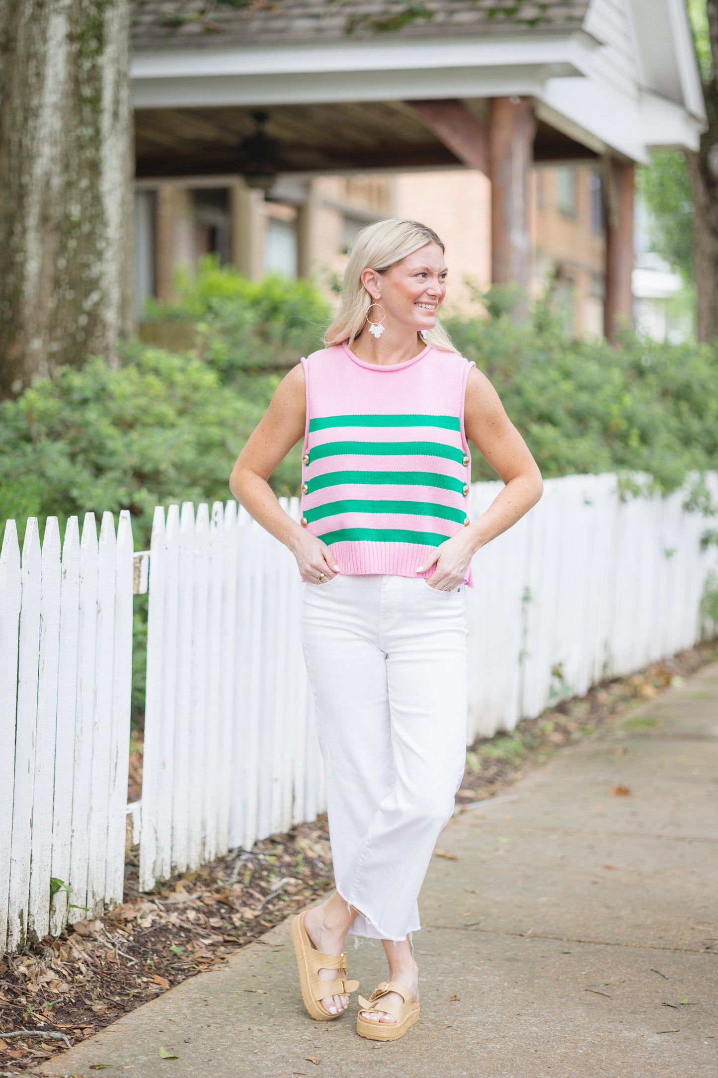 Green and Pink Stripe Sweater