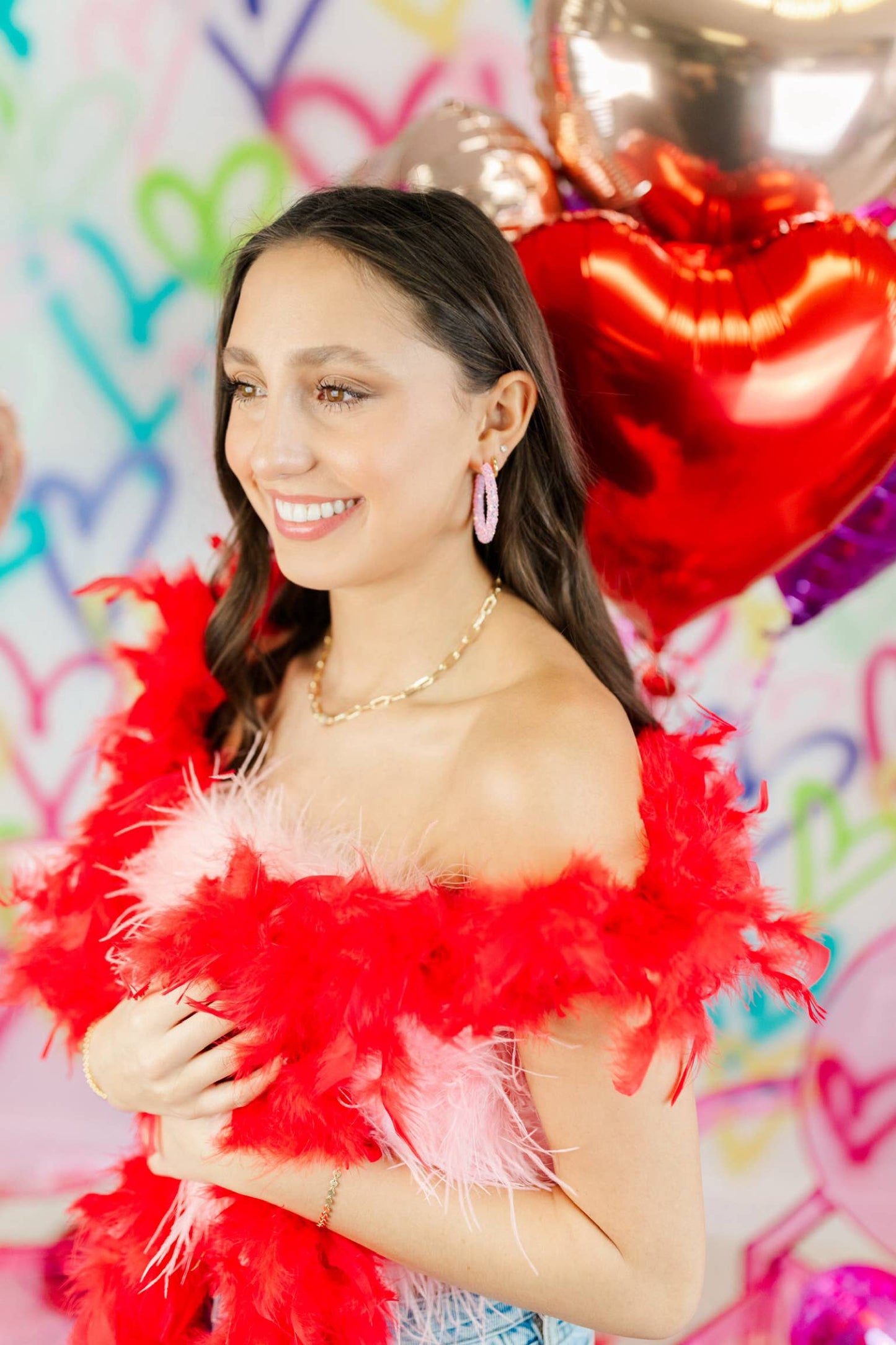 Valentine Glitter Hoops: Baby Pink