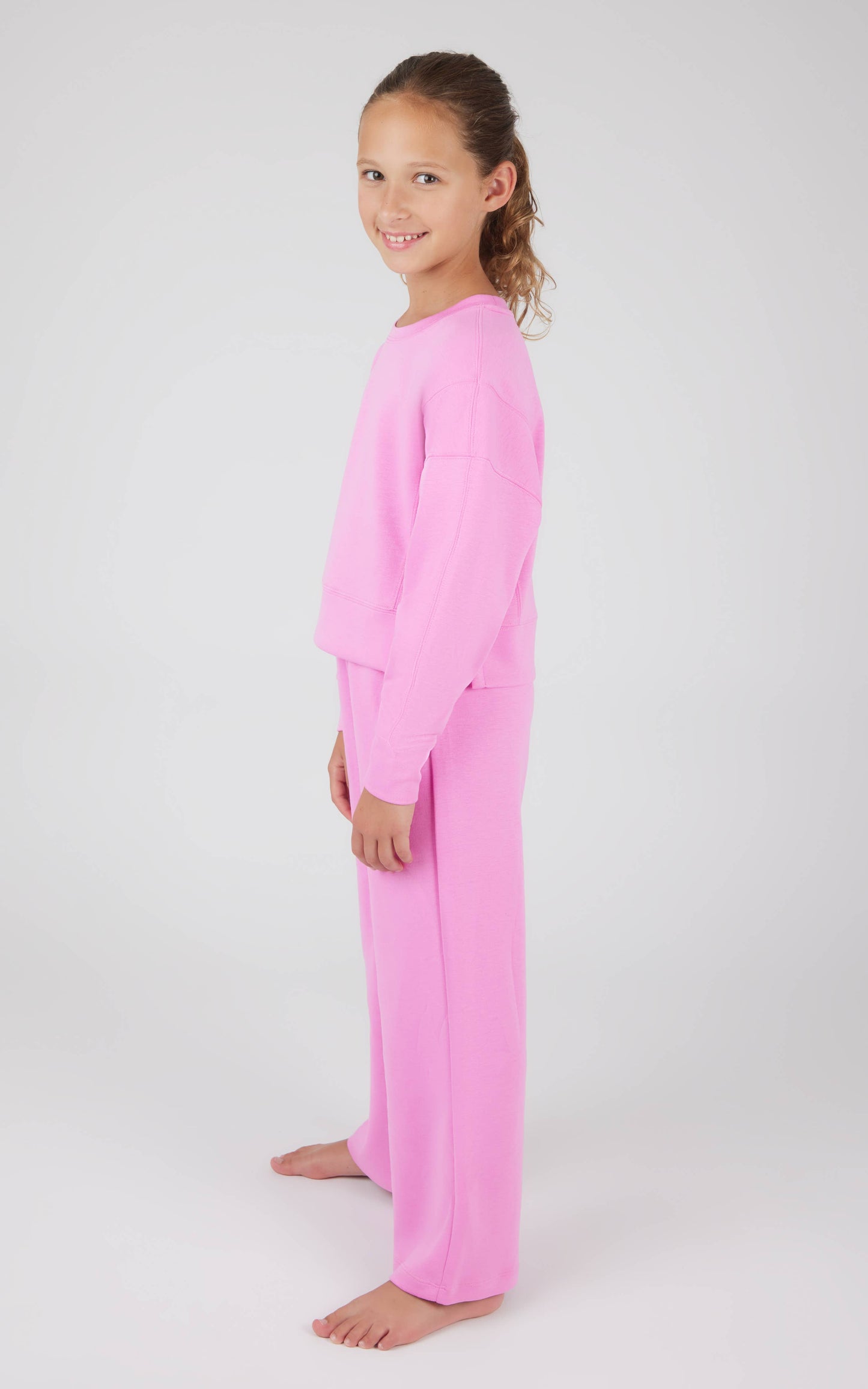 Girls Everyday Scuba Side Slit Pullover and Pant - Set: HTR.NACREOUS CLOUD