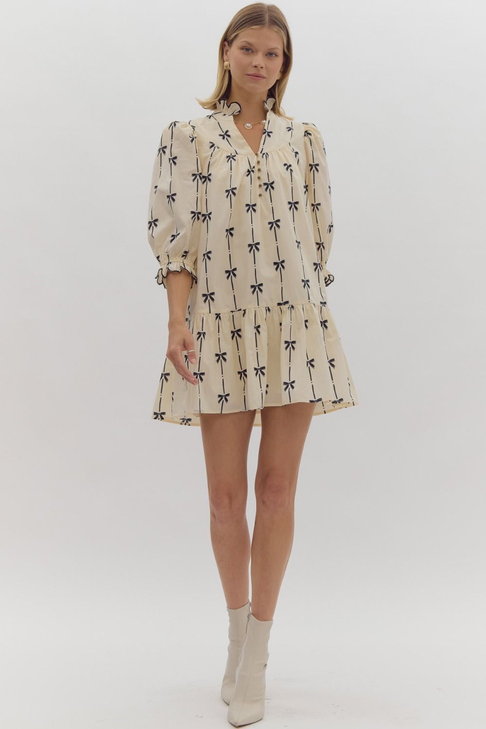 Entro Cream and Blk Bow Dress