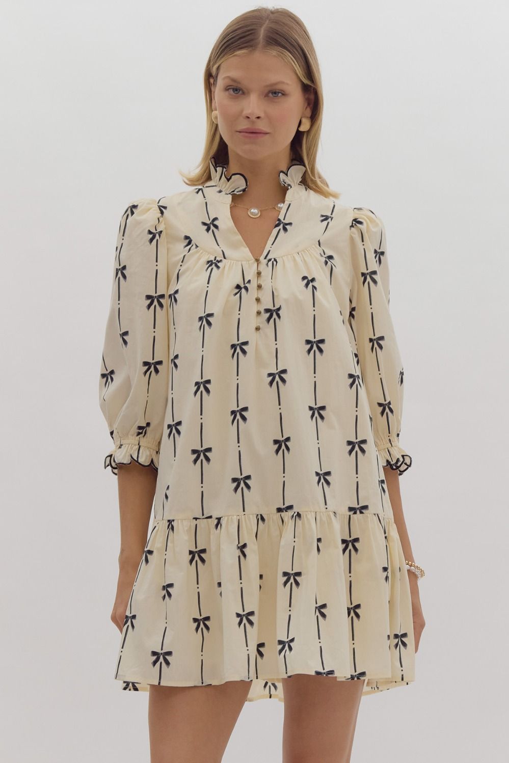 Entro Cream and Blk Bow Dress