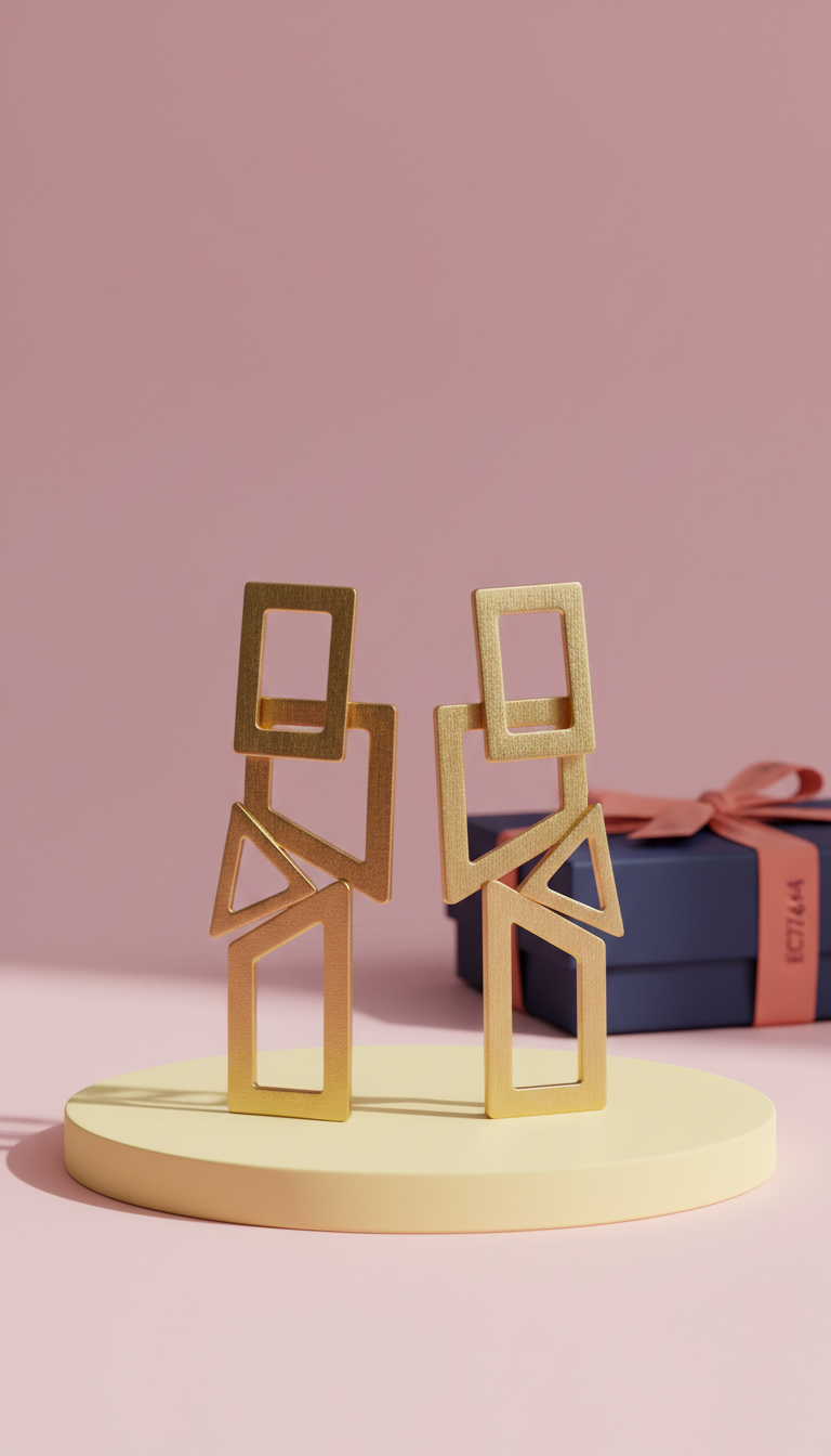 Oversized Gold-Plated Geometric Earrings