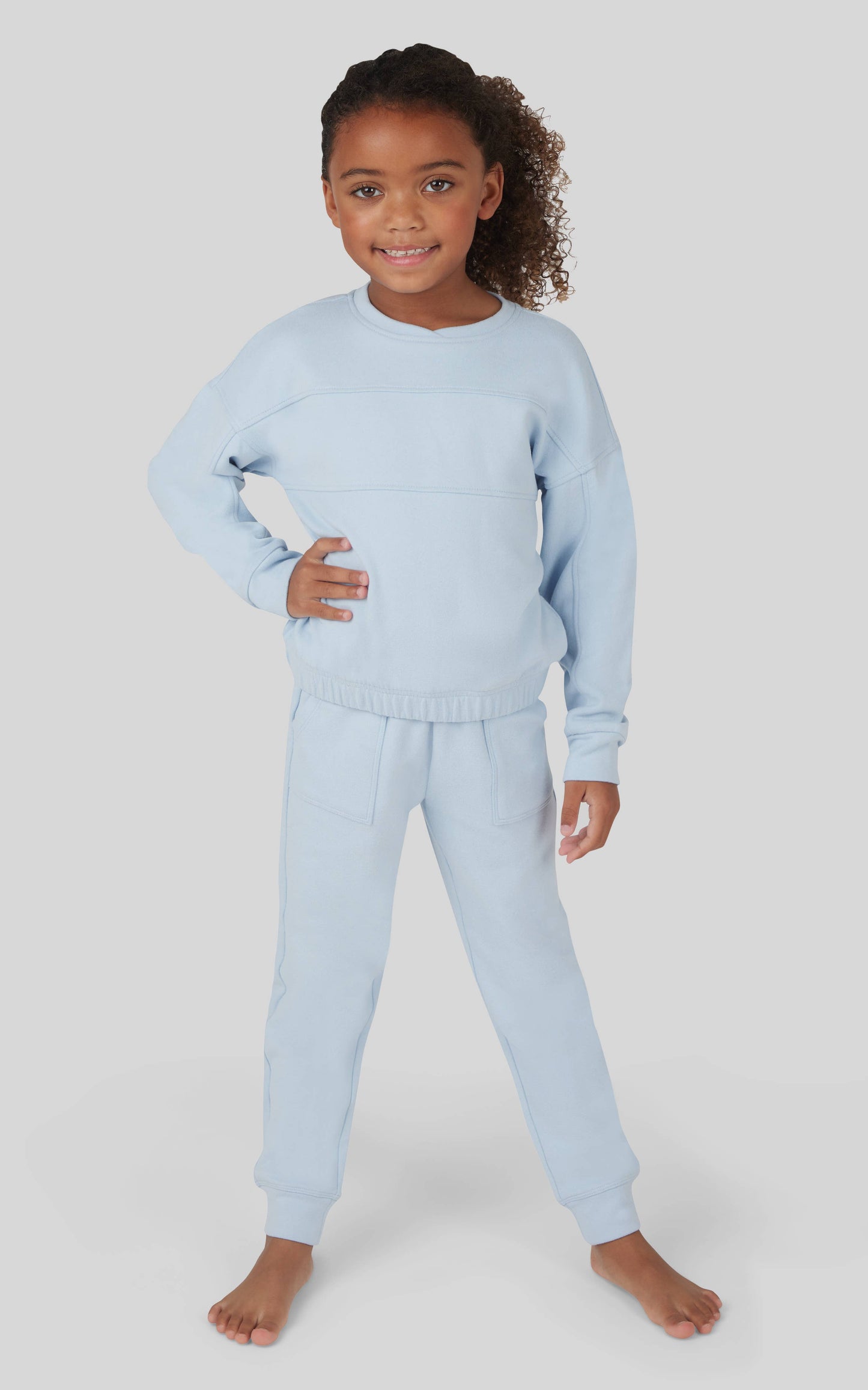 Little Girls Melange Long Sleeve and Jogger - Set: FOREVER BLUE