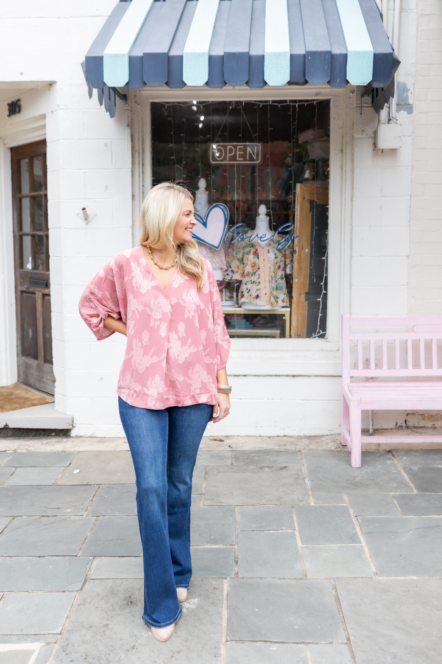 Rose Burn Out Blouse