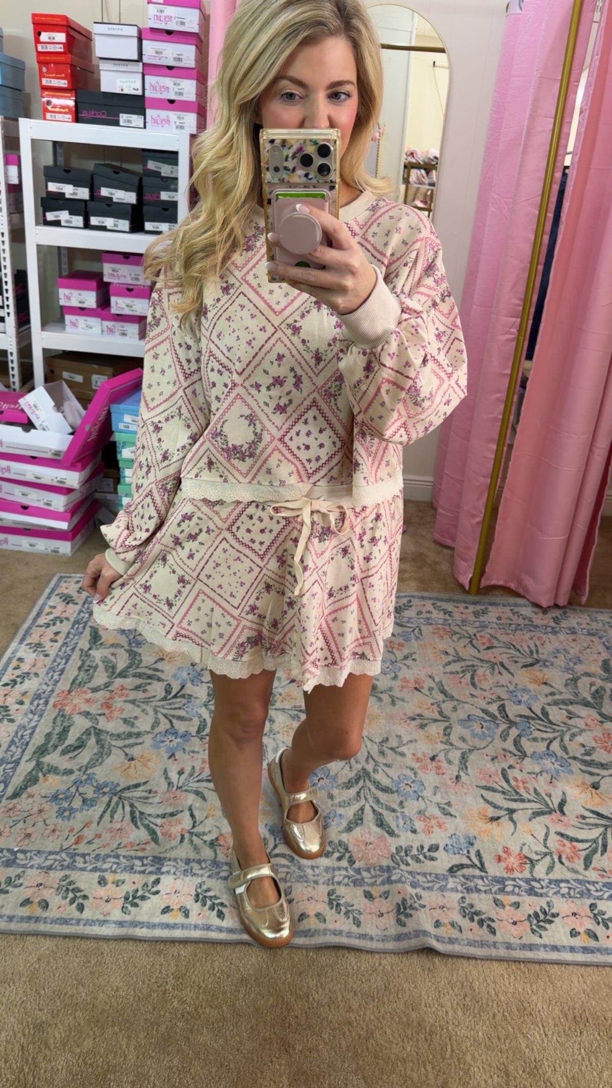 Cream and Pink Skort Set