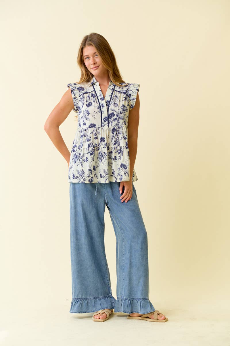 Denim Wide Leg Pants