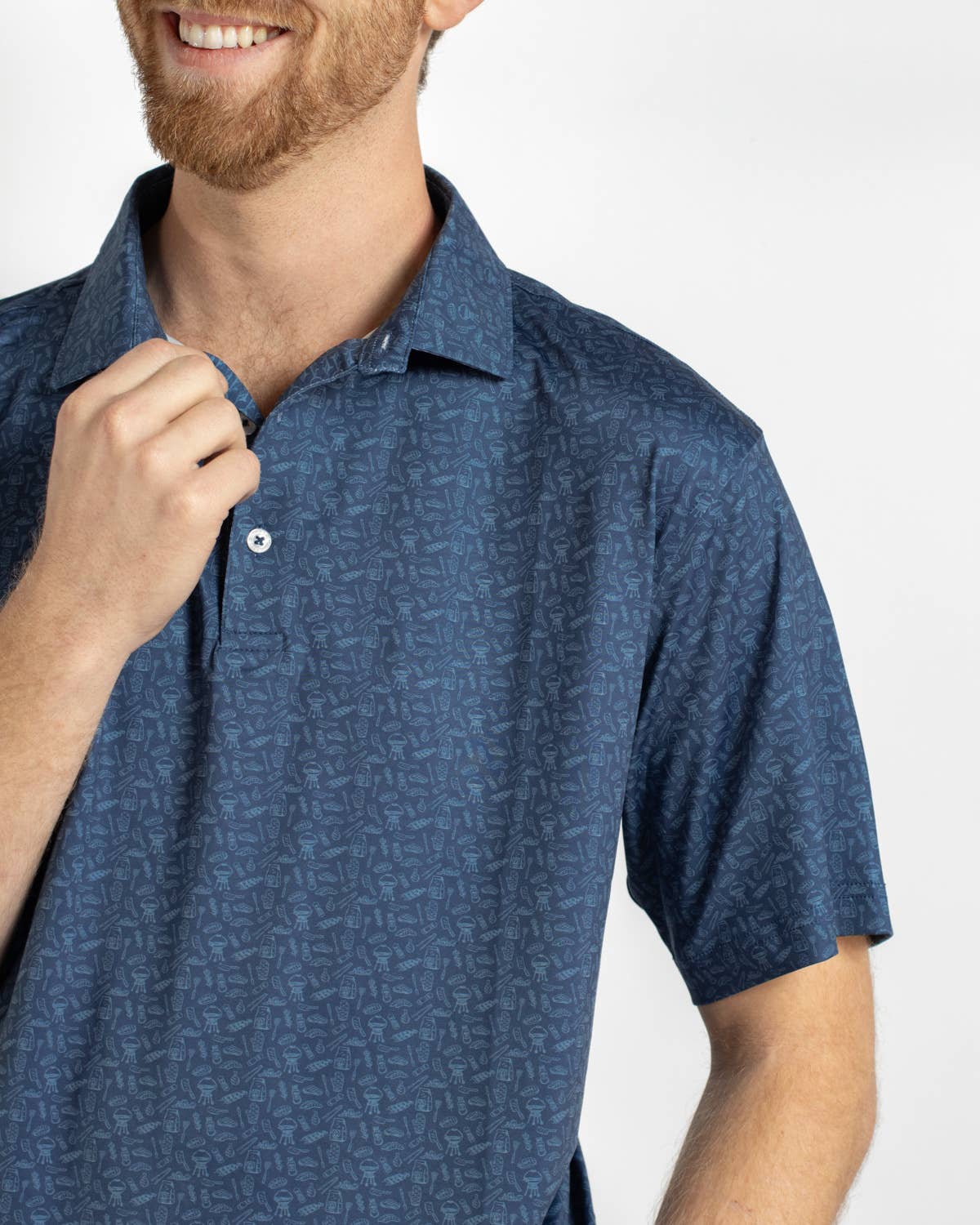Men's Grill Master Performance Polo BBQ Print