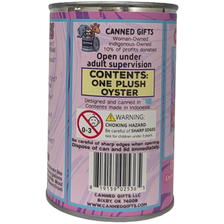 Canned Oyster | Coastal Gift | Plush in Can w/Jokes: Pop Top + Plastic Lid & Shrink Band
