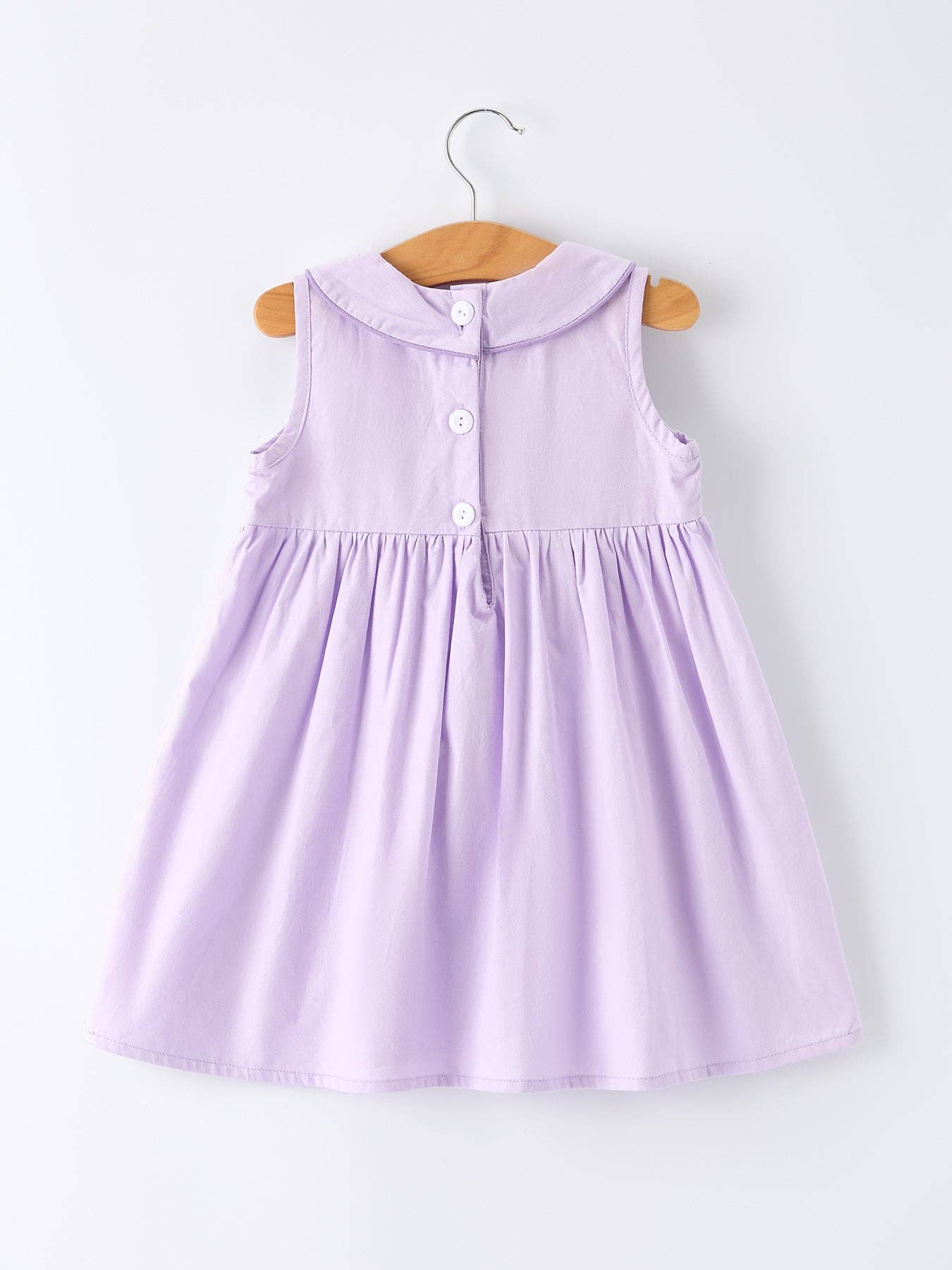 Floral Embroidered Girl Dress with Lavender Peter Pan Collar: 6