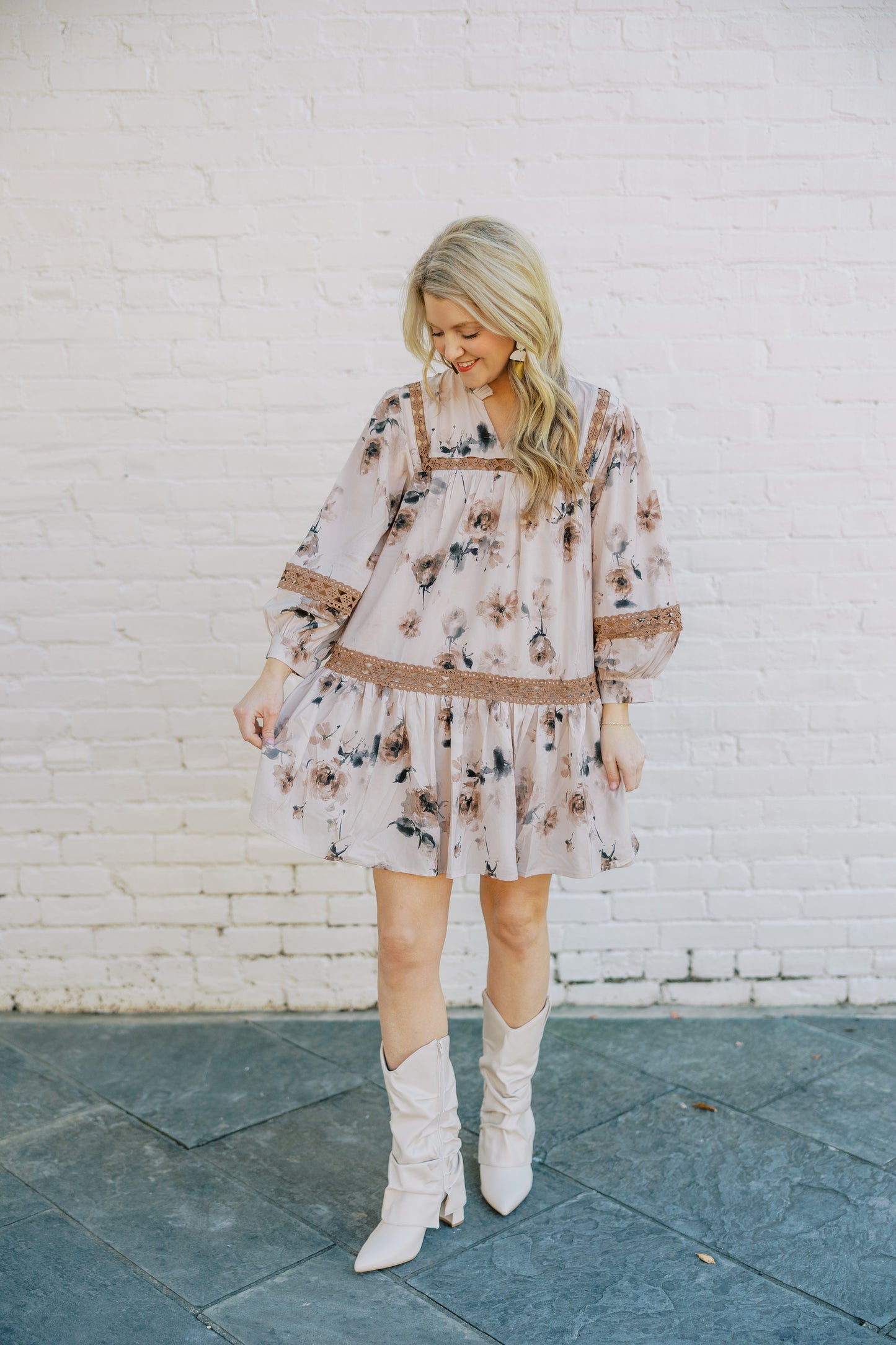 Entro Ivory Fall Floral Dress