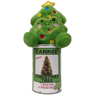 Spruce the Canned Christmas Tree - Plush in Can w/Jokes: Pop Top + Plastic Lid & Shrink Band