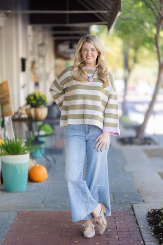 Matcha/Pink Stripe Sweater