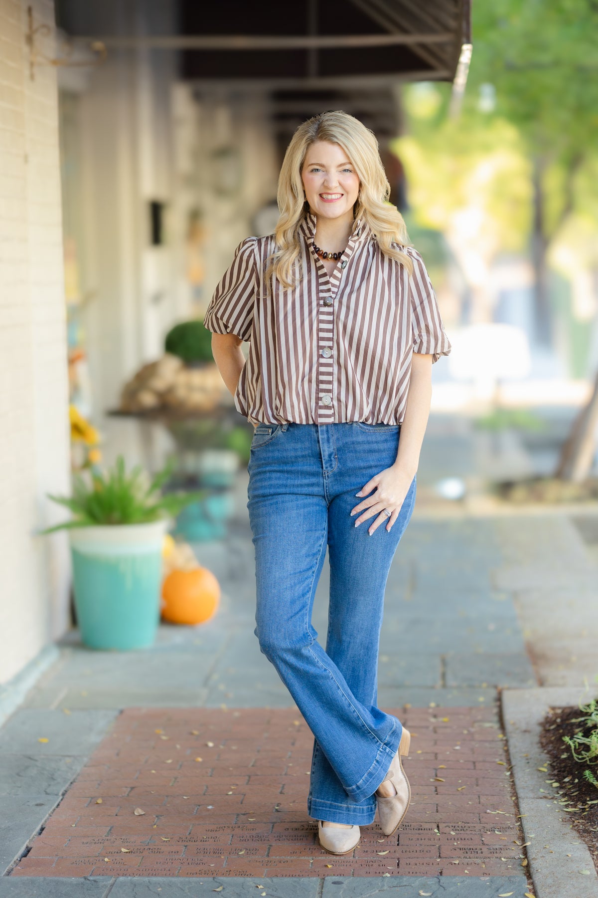 Stripe Bubble Hem Top