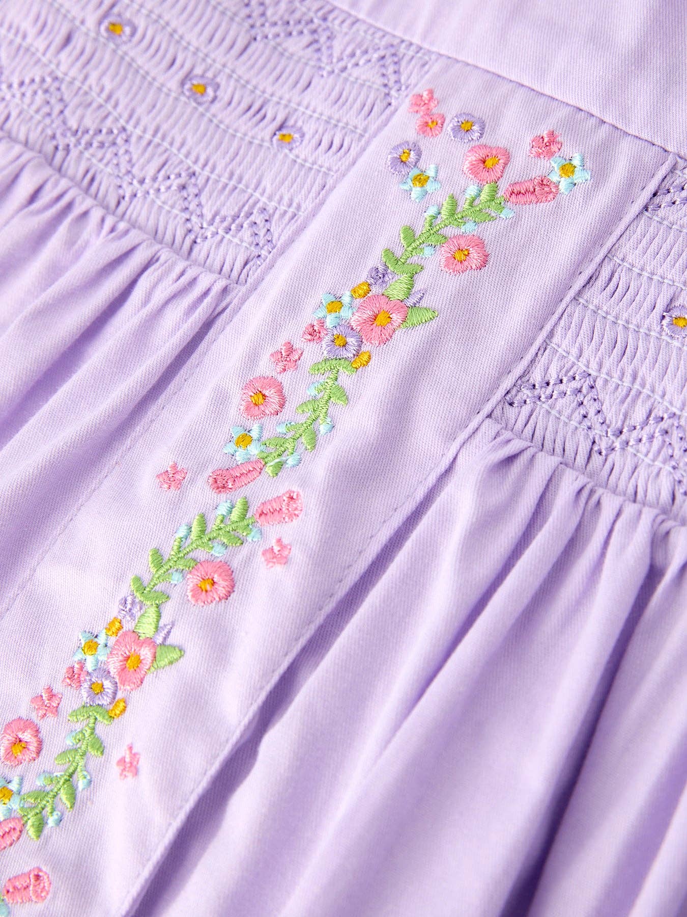 Floral Embroidered Girl Dress with Lavender Peter Pan Collar: 6