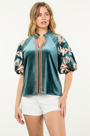 THML Teal Velvet Top