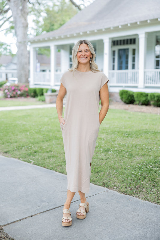 Taupe Midi Everday Dress